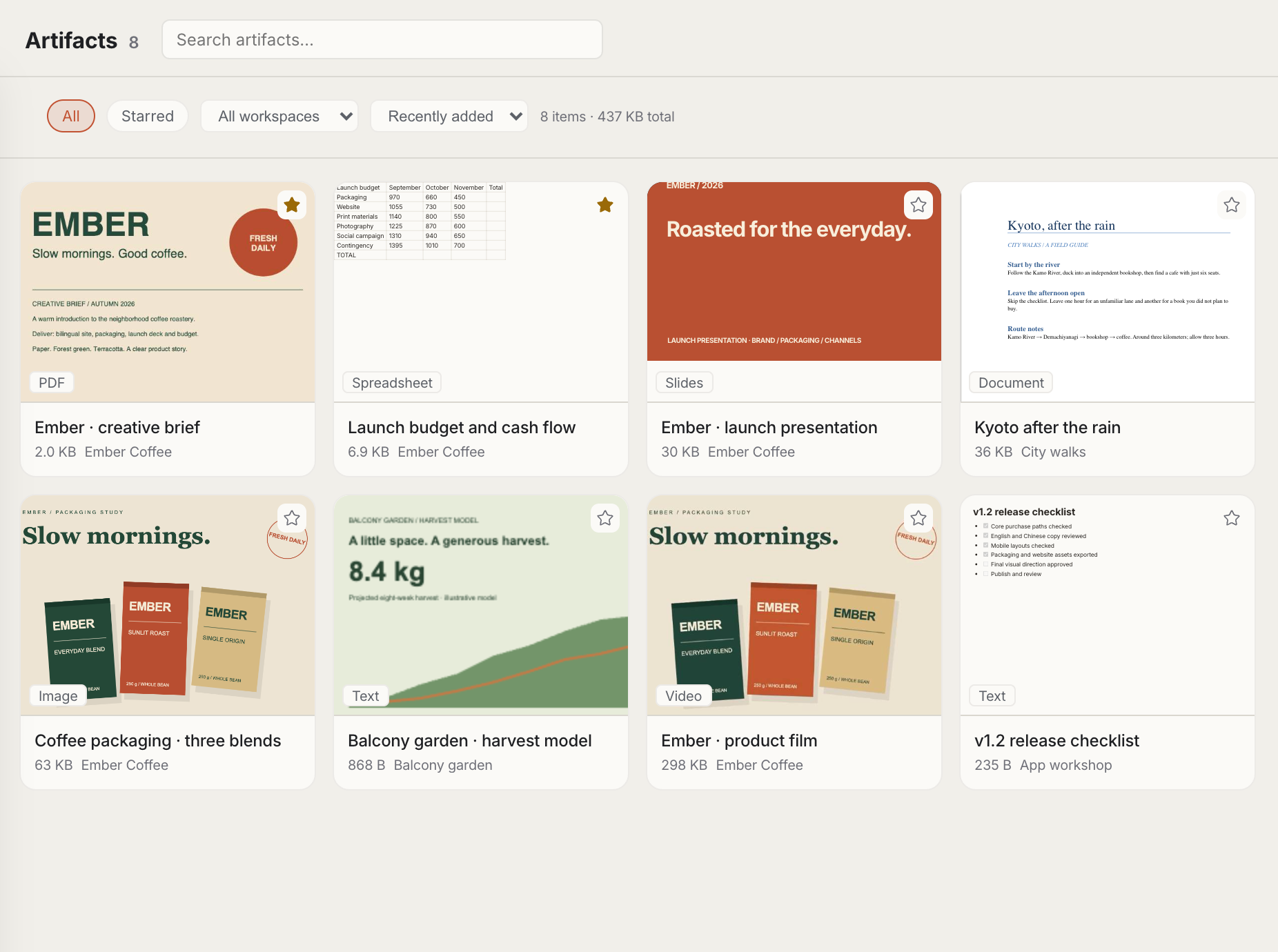 Fleet deliverables view with documents and media previewed in place, filtered by project